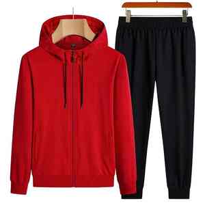 ชุดวอร์มฝ้ายแท้ 100% สำหรับฤดูหนาว เสื้อซิป กางเกงลำลอง ชุดฮู้ดดี้สำหรับผู้ชาย แห้งเร็ว ระบายอากาศได้ดี - Product Image 5