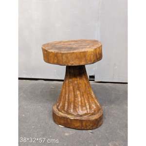 Naga Tribal Leather <b>Stool</b> Handmade Solid Wood Metal Traditional Modern Stackable Tufted Ottoman for <b>Bedroom</b> Apartment Seating - Product Image 4