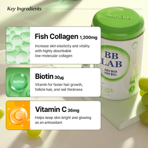 BB LAB biotina a basso contenuto di collagene molecolare Plus, collagene Halal, collagene marino coreano, peptidi di collagene di pesce, biotina, vitamina C