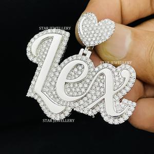 Pendentif en lettres en moissanite VVS, argent sterling 925, personnalisable, style hip-hop, pendentif unisexe avec placage rhodium - Product Image 1