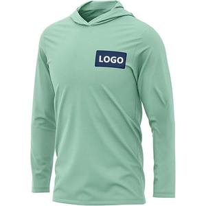 Sudadera con capucha de pesca de rendimiento para hombre, secado rápido y protección solar UPF50, camisa con capucha de Color sólido de poliéster, conjuntos al por mayor - Product Image 4