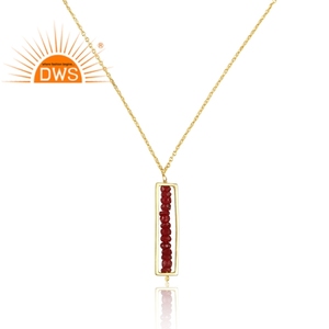 Collier pendentif en argent sterling plaqué or 18 carats avec rubis naturel perlé et pierres précieuses dernier modèle fabricant de bijoux personnalisés - Product Image 2