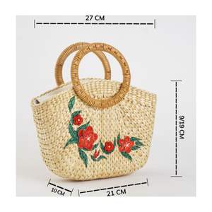 MEILLEUR PRIX SAC À MAIN POUR FEMMES EN JACINTH D'EAU DE COULEUR NATURELLE TISSÉ À LA MAIN NOUVELLE MODE SAC DE PLAGE EN GROS Forme de demi-lune Fermeture éclair - Product Image 3