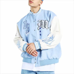 Invierno cálido moda Digital impreso lienzo Stand Collar hombres Letterman Varsity chaqueta de alta calidad - Product Image 1