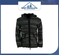 Collection Premium Veste bomber vintage en laine mérinos tricotée à la main avec col montant pour l'hiver, fabriquée au Népal