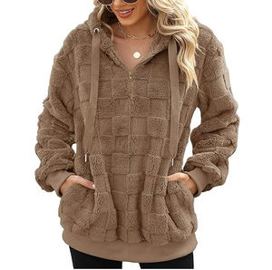 Sudadera con Capucha de Sherpa para Mujer, Sudadera Cómoda de Felpa para Hombre, Sudadera 100% Lana con Logotipo en Relieve - Product Image 1