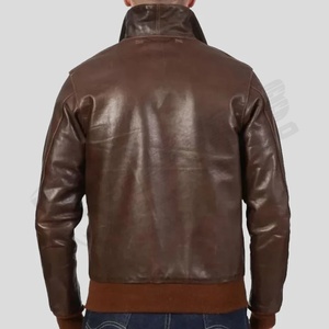 Poches doublées sur le front-Hommes Mode Véritable Rouge-Cuir Casual Fashion Bombers Jackets Coat - Product Image 4