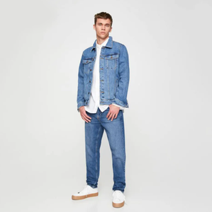 Manufacturer Custom and Wholesale Newest Design Denim Blue <b>Jeans</b> Jacket Coat for <b>Men</b> <b>Cheap</b> Price - Product Image 2