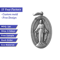 Médaille Souvenir Vierge Marie Miraculeuse Pas Chère Personnalisée Bijoux Catholiques Métal Argent Ancien Couleur Forme Personnalisées Finition Polie