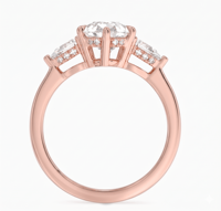 Bague de fiançailles en diamant de laboratoire taille poire, trio parfait, avec 3 pierres et diamants latéraux taille poire, plaqué or 18K 14K, bijoux fins pour femme