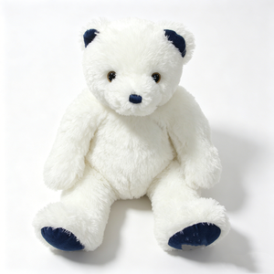 <b>Large</b> Fluffy White Stuffed Bear Dark Blue Paw Pads Decorative <b>Plush</b> Backpack Premium Contrasting Navy Details PP Cotton Filled - Product Image 2