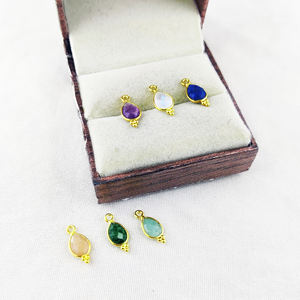 8x6mm Lapis Lazuli Tear Drop Pendentif Plaqué Or Argent Sterling 925 Fantaisie Lunette Réglage Fête Charme - Product Image 4