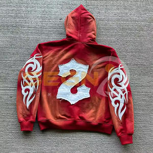 Venta al por mayor ácido lavado sol desteñido acampanado Sweatsuit 100% algodón pesado hombres chándal - Product Image 3