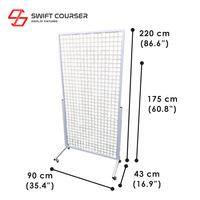 Support de panneau grillagé Swift Courser en métal, sur pied, en treillis métallique, thermolaqué, facile à assembler, personnalisable, pour présentation alimentaire suspendue