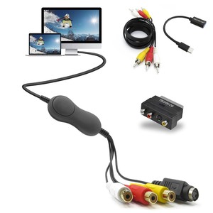 ชุดแปลงสัญญาณ VHS สำหรับ Mac PC แบบครบชุด พร้อมสาย SCART, RCA และอะแดปเตอร์ USB-C OTG แปลงเทปเป็นดิจิทัลบน MacBook - Product Image 1