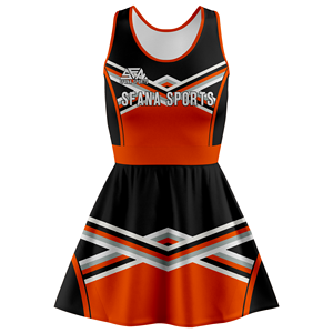 Uniformes de Animadoras Personalizados, Conjunto de Top y Falda Rojo y Blanco, Tela Elástica de Spandex, Traje de Animadoras para Práctica de Equipo, OEM - Product Image 4