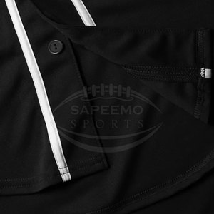 Maillot de baseball personnalisé de qualité supérieure, 100% polyester, tissu respirant, impression du nom et du numéro de l'équipe, couleur noire unie, pour homme adulte - Product Image 5