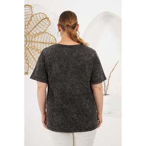 เสื้อยืดคอตตอนย้อมสีแอนทราไซต์ RMG Plus Size สำหรับผู้หญิง เสื้อทรงโอเวอร์ไซส์สวมใส่สบาย คอกลม - Product Image 5