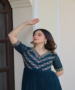 ATRACTIVE BLOOMING SECUENCE MULTI HILO CUENTAS BORDADO TRABAJO VESTIDO DE FIESTA PRECIO AL POR MAYOR ROPA ÉTNICA - Product Image 3