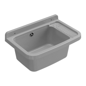 Lavabo Industriale Mongardi Multiuso 50L in Resina Grigia, Montaggio a Parete, Resistente agli Acidi, Facile da Pulire, per Uso Interno ed Esterno 33.5D - Product Image 1