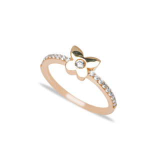 แหวนเงินแท้ 925 รูปทรงผีเสื้อ ประดับเพชร CZ งานแฮนด์เมดสไตล์คลาสสิกจากตุรกี ดีไซน์เรียบหรูทันสมัย เหมาะสำหรับงานแต่งงานและงานปาร์ตี้ - Product Image 5