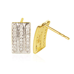 Fine jewelry luxury gold plated earrings 925 <b>sterling</b> <b>silver</b> CZ gemstone c-shaped <b>stud</b> earring for Gifts parties engagements - Product Image 4