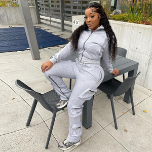 สเวตเตอร์มีฮู้ดพิมพ์ลายยูนิเซ็กซ์ชุดวิ่ง2ชิ้นชุดวอร์มขนแกะสำหรับฤดูหนาว - Product Image 4