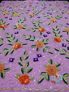 Tissu brodé floral perlé |   Tissu en filet à paillettes de luxe pour vêtements de mariée et de soirée - Product Image 2