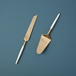 Elegant Brass and Stainless Steel <b>Cake</b> Server Set for Serving <b>Cutting</b> <b>Cakes</b> Pies Pizzas & Desserts - Product Image 1