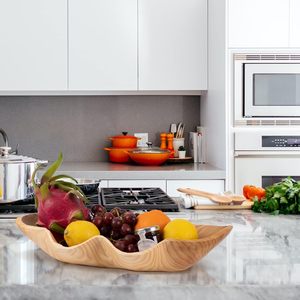 Bol à pâte en bois, longs bols décoratifs pour la décoration intérieure, pièce maîtresse décorative pour la maison, 16 longs bols décoratifs en bois, grands comme - Product Image 5