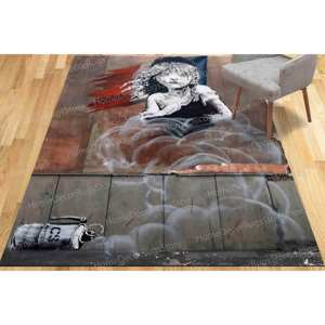 Alfombra de Banksy con diseño de grafiti, alfombra de pasillo, alfombra de Banksy The Miserables, alfombra con diseño de pintura, alfombra de Banksy Tear Gas, alfombra de chenilla - Product Image 1
