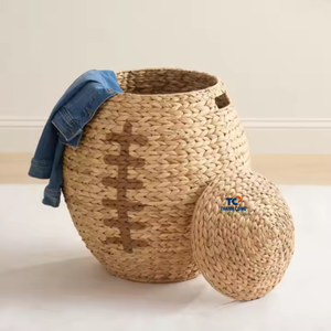 Best Selling Handcrafted Water Hyacinth <b>Basket</b> <b>for</b> Clothes <b>Storage</b> Home Decoration Soccer Sports Hamper <b>Bathroom</b> Organizer - Product Image 2