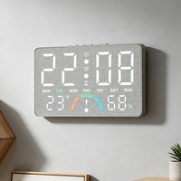 8076 LED Digitaler Wecker mit Temperatur- und Feuchtigkeitsanzeige, Doppelalarm, Timer, Wochentagsanzeige, Komfort-Indikator, Tisch- und Wanduhr
