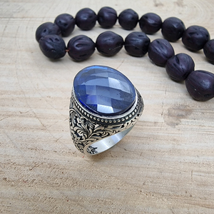 925 Sterling Silver <b>Garnet</b> Stone Black Rhodium Plated Cute Cocktail <b>Ring</b> for Men Beelo Silver Gift Ottoman Arabic Trendy - Product Image 5