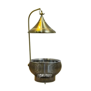 Elegante Juego de Recipientes para Buffet Redondos de Latón con Acabado Dorado y Soporte de Alambre, Calentador de Alimentos para Catering y Eventos de Hotel - Product Image 1