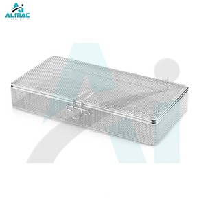 Panier en fil métallique fin ALMAC avec couvercle, support de stérilisation manuelle, organisation sécurisée des instruments médicaux - Product Image 1