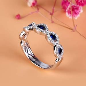 แหวนแต่งงานเพชรโมอิสสำหรับงานแต่งงานแหวนเพชรโมอิสซาไนต์ทรงกลมตัดครึ่งวง - Product Image 1