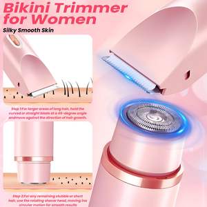 Rasoir électrique rechargeable par USB pour femmes, double lame, épilateur pour le bikini, les aisselles, le visage et le nez, étanche IPX7 - Product Image 2
