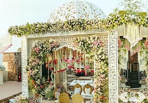 Diseño exclusivo Metal palmera boda Mandap Reino Unido moderno matrimonio flor soporte escenario decoración arco telón de fondo eventos fiesta - Product Image 5