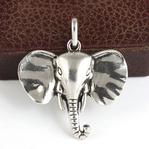 Gran cabeza de plata elefante selva vida silvestre Animal hecho a mano collar encantos para hacer colgante de mascota hallazgos y componentes de joyería - Product Image 5