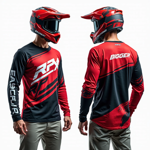 Camiseta de Motocross de manga larga para hombre, camiseta de moto de cross transpirable de ajuste personalizado, ropa de carreras cómoda - Product Image 6