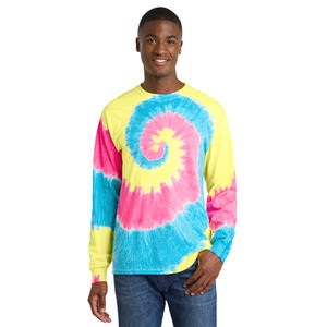 T-shirt à manches longues tie-dye coloré 100% coton unisexe, haut streetwear tendance, personnalisation de la marque disponible - Product Image 1