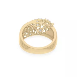 14K Gold Lab Grown Diamond Wedding Band <b>Ring</b> Romantic Cluster Diamond Wide Band for Women Statement Engagement <b>ring</b> - Product Image 2