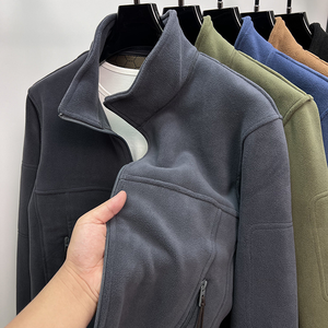 Pull à capuche thermique unisexe pour l'extérieur en polaire pour la randonnée et le camping personnalisé OEM ODM vente en gros de motifs solides - Product Image 4