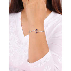 Brazalete de moda flexible de plata amatista para mujer - Product Image 1