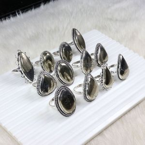 Anillos de piedras preciosas de pirita dorada Natural fabricación de joyas para suministro de joyería de plata pirita pulida a mano suave para venta al por menor - Product Image 2
