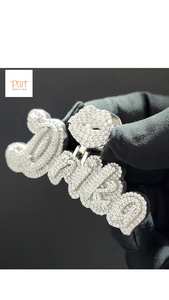 Iced Out Custom Name Pendant with Lips Charm in <b>Gold</b> Plated Finish VVS Moissanite Hip Hop Jewelry - Product Image 4