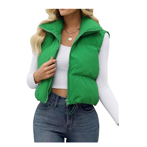 Chaqueta corta sin mangas ligera para mujer, chaleco acolchado corto, chaleco acolchado, exteriores de moda para prendas de vestir ropa de calle, impermeable - Product Image 6