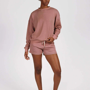 Conjunto de Sudadera y Pantalones Deportivos Color Malva para Mujer, Cuello Redondo Informal, Manga Larga, Ropa de Estar Cómoda, Ajuste Holgado, Conjunto de Dos Piezas - Product Image 4