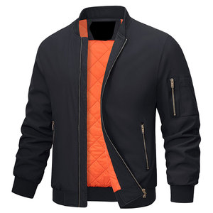 แจ็คเก็ตบอมเบอร์กันลมมีซิปสำหรับผู้ชาย, เสื้อแจ็คเก็ตบุนวมให้ความอบอุ่นสำหรับฤดูหนาว - Product Image 1